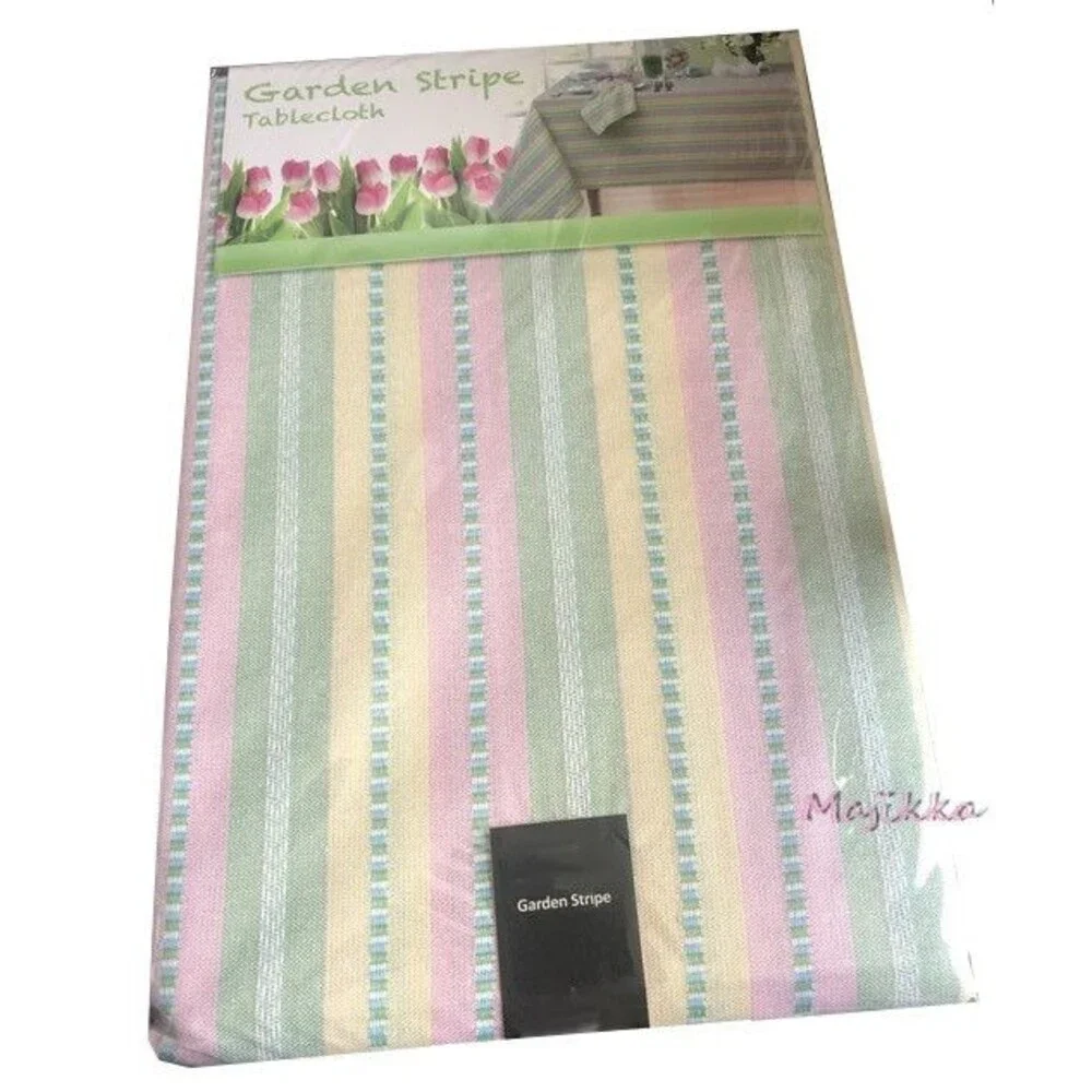 Colordrift Easter 60x120 Tablecloth Spring Stripe Garden Yellow Pink Green
